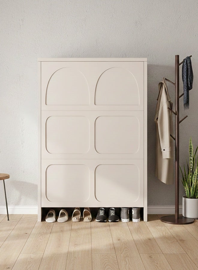 شاربدو خزانة أحذية للمدخل الداخلي، منظم تخزين أحذية رفيع للغاية، رف أحذية خشبي نحيف مع 10-13 زوجًا من الأحذية للمدخل والممر، موفر للمساحة قائم بذاته 80*17*118 سم - Image 1